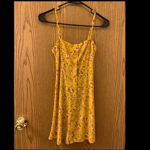 Yellow floral spaghetti strap dress